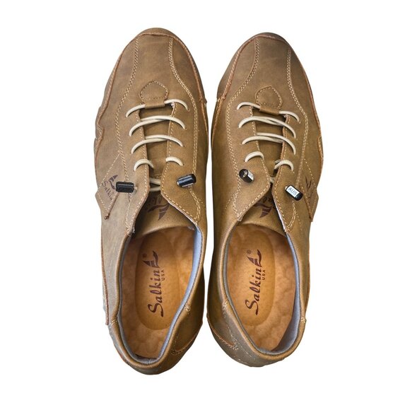 Salkin USA Mens Brown Faux Leather Casual Shoes Size 44/10 SKU 9113 main image 5
